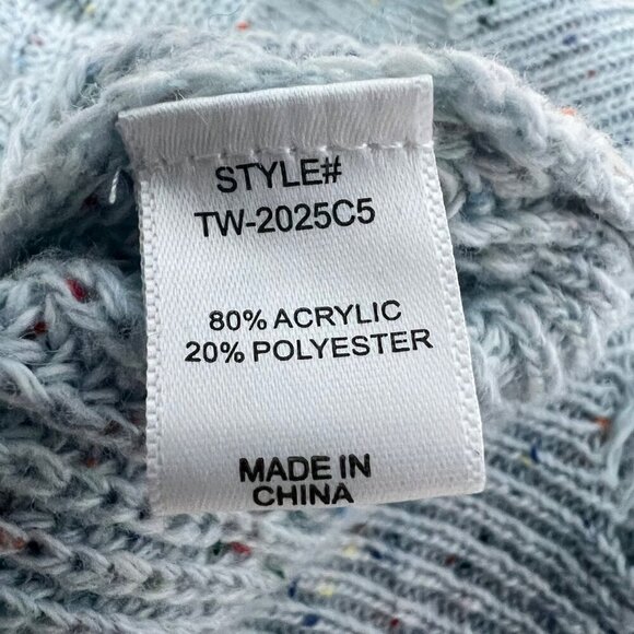 Zenana Women’s Distressed Mock Neck Knit Sweater Blue/Multi Size XS - Picture 8 of 8